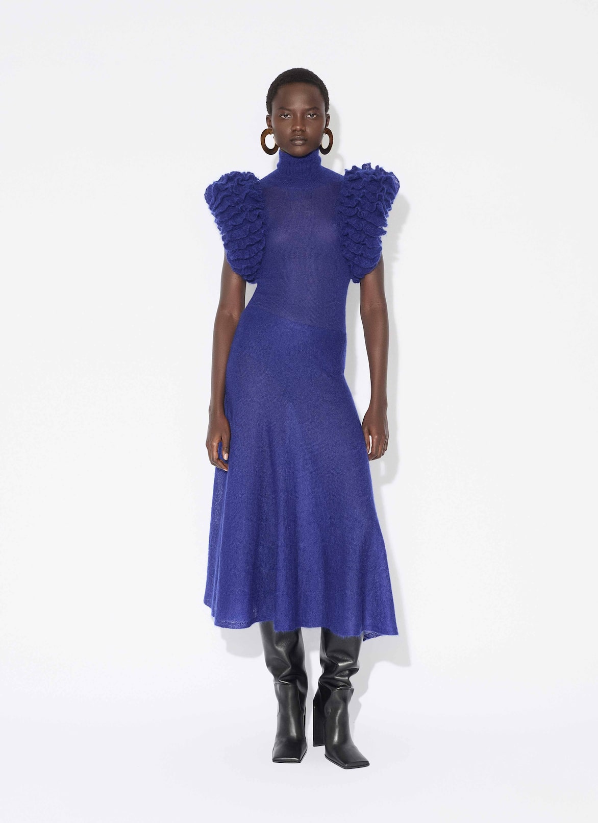 MOHAIR KNIT CIRCLE SKIRT ALAÏA INDIGO MOHAIR KNIT CIRCLE SKIRT